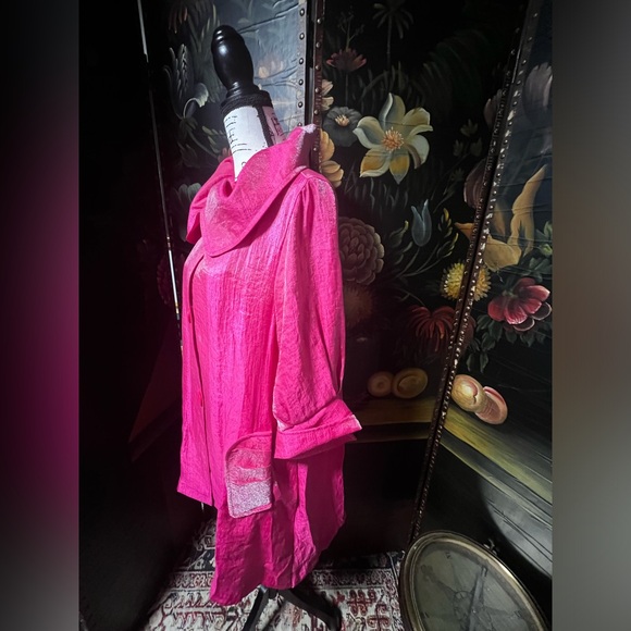 Damee Inc. 3 Button Front Collared 3/4 Sleeve Pink Jacket - Picture 6 of 9